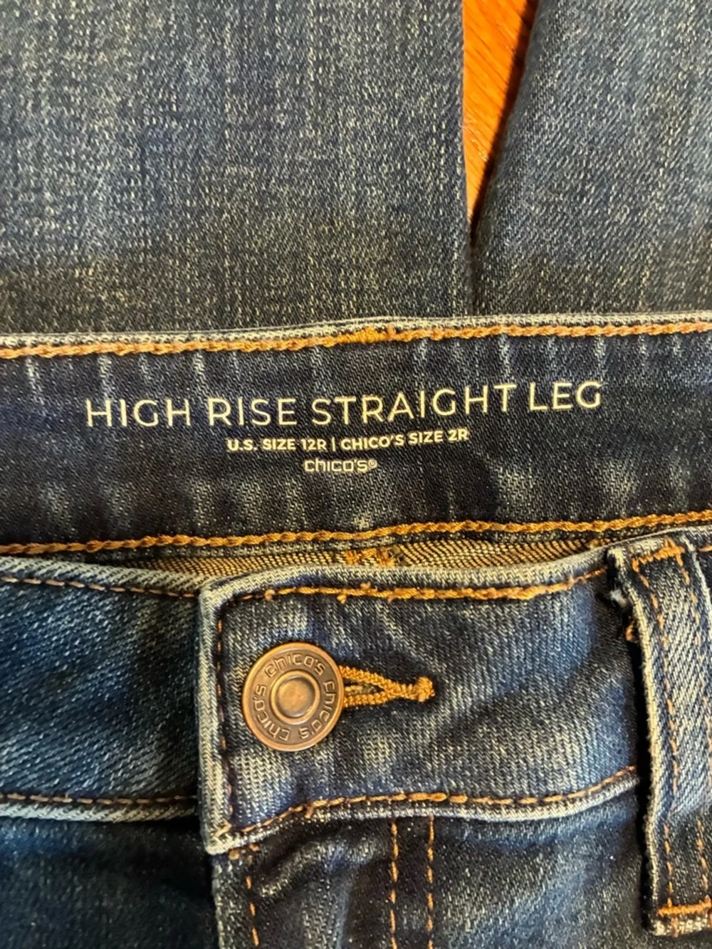 Chico's Mid Wash Straight Leg Jeans in Blue - Picture 4 of 5